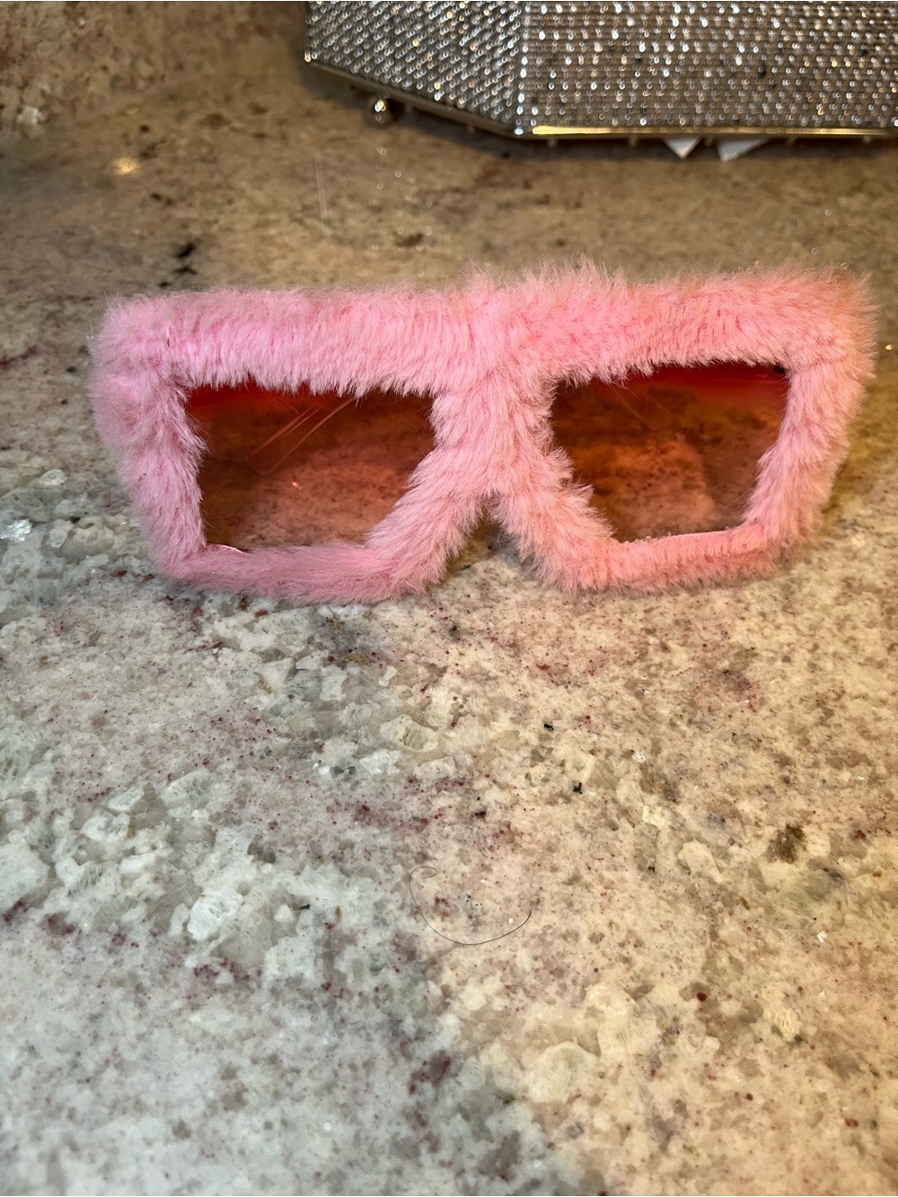 Pink Fuzzy Square Sunglasses - Women Accessories